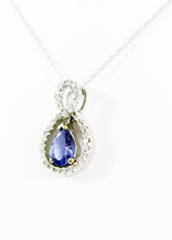 Load image into Gallery viewer, 18kt White Gold Diamond and Genuine .90ct Tanzanite pendent
