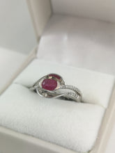 Load image into Gallery viewer, 10Kt White Gold Genuine Ruby with Diamond Ring
