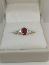 Load image into Gallery viewer, 10 Kt Yellow Gold Genuine Ruby Ring with Diamonds
