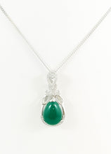 Load image into Gallery viewer, Tear Drop Jade pendent CZ in 925 Sterling Silver
