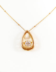 10Kt Rose Gold Pear Shaped Dancing CZ pendent