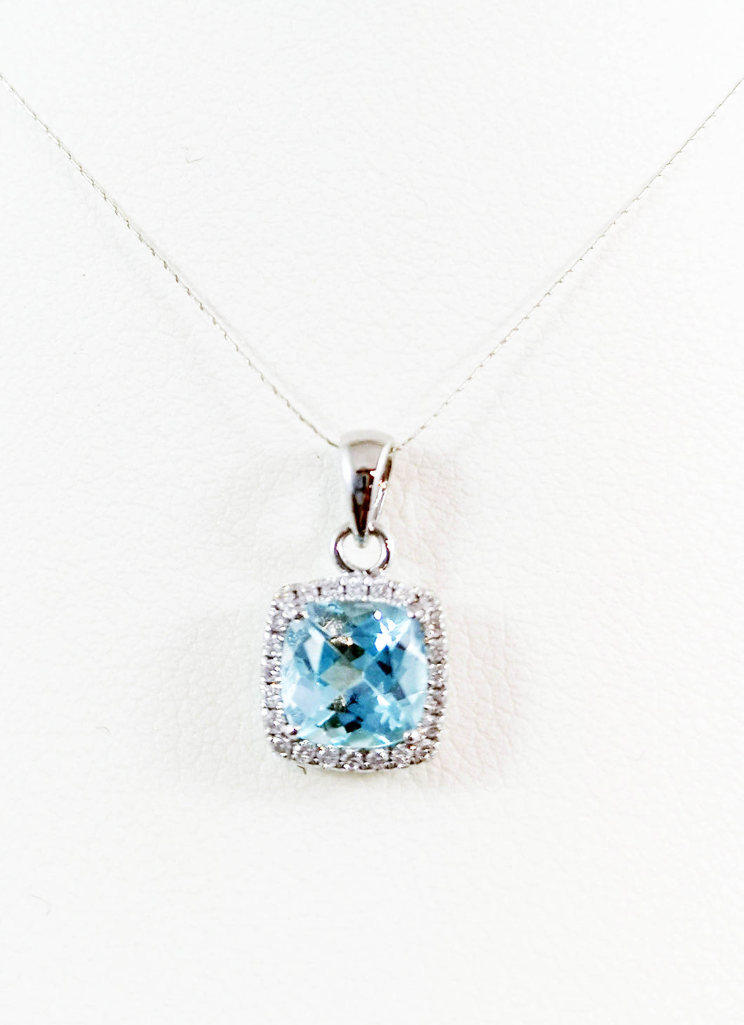 14kt White Gold Diamond and Genuine Blue Topaz pendent