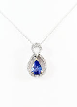 Load image into Gallery viewer, 18kt White Gold Diamond and Genuine .90ct Tanzanite pendent
