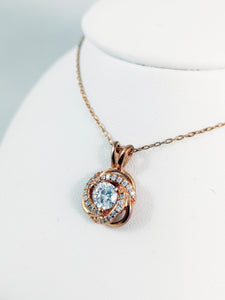 925 Silver Rose Gold, Rose pendent +Chain