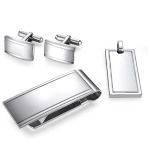 Stainless steel Cuff Link, Money Clip, and Dog Tag