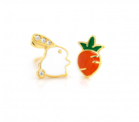 Mismatched Carrot and Bunny Studs